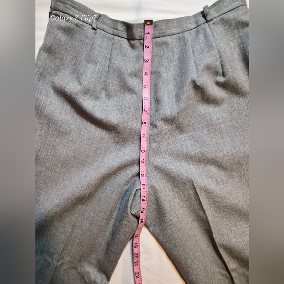 Talbots Petites Grey 100% Wool Straight Leg Trousers - Size 16P - Picture 7 of 10